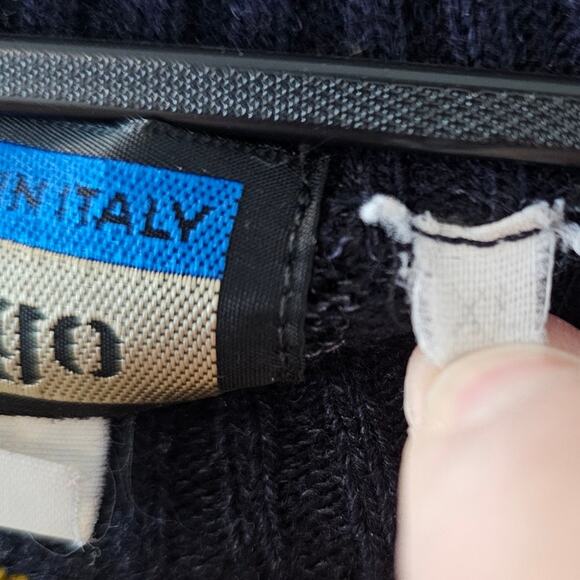 Lago Vintage Italian Made Sweater  XL Crew Neck Striped Wool Blend Made in Italy - Picture 7 of 8